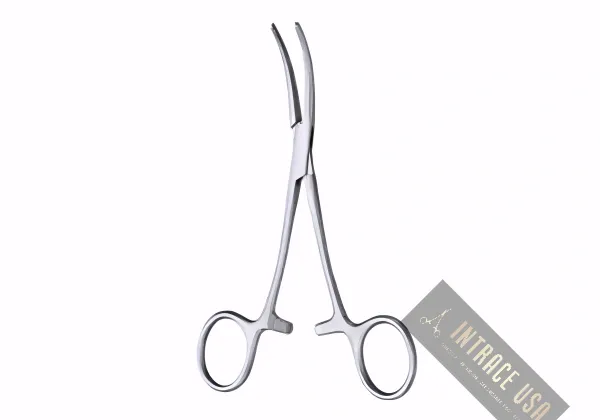 Baby-Overholt Artery Forceps - Stainless Steel Fine Curved Surgical Clamping Tool - Intrace USA