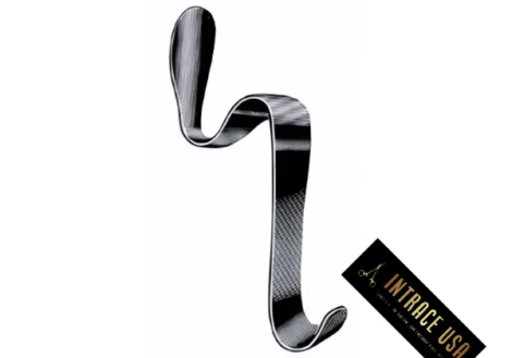 Bishop Tongue Depressor - Curved Stainless Steel ENT Surgical Tongue Tool - Intrace USA