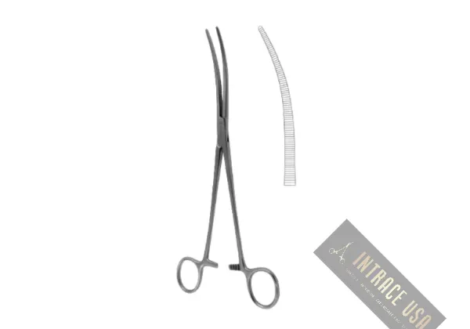 Crafoord Artery Forceps - Stainless Steel Curved Surgical Clamping Tool - Intrace USA