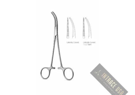 Dandy Hemostatic Forceps - Stainless Steel Side-Curved Surgical Clamping Tool - Intrace USA