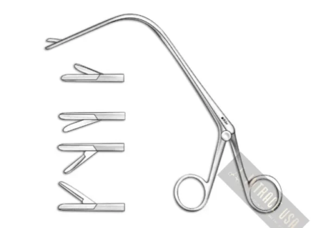Jurasz Laryngeal Forceps - Stainless Steel Angled ENT Surgical Polyp Removal Tool - Intrace USA