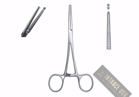 Kocher-Nippon Hemostatic Forceps - Stainless Steel 1x2 Toothed Surgical Clamping Tool - Intrace USA
