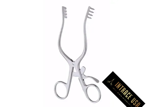 Mollison Retractor - Self-Retaining Surgical Instrument with 4x4 Sharp Prongs - Intrace USA