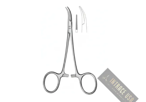 Mosquito Dandy Forceps - Stainless Steel Side-Curved Surgical Clamping Tool - Intrace USA