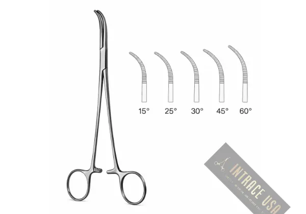 Overholt-Geissendorfer Hemostatic Forceps - Stainless Steel Curved Dissecting and Ligature Tool - Intrace USA