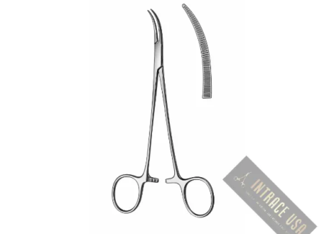 Roberts Artery Forceps - Stainless Steel Curved Surgical Clamping Tool - Intrace USA
