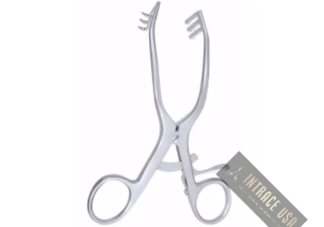 Schuhknecht Retractor - Self-Retaining Postauricular Instrument with 3x3 Sharp Prongs - Intrace USA