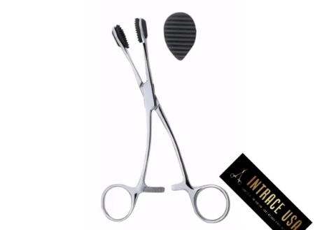 Young Tongue Holding Forceps - Stainless Steel ENT Surgical Tongue Grasping Tool - Intrace USA