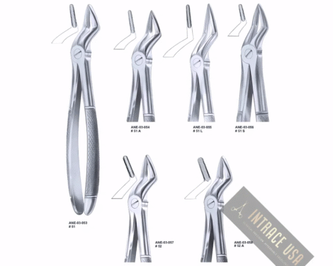 Extracting Forceps upper teeth and resection Fig. 52 A