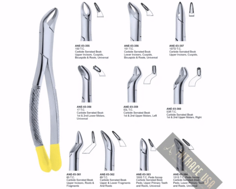 Pedo forcep Carbide Serrated Beak Pedo, Lower Primary Teeth and Roots, Universal Fig. 151S T.C.