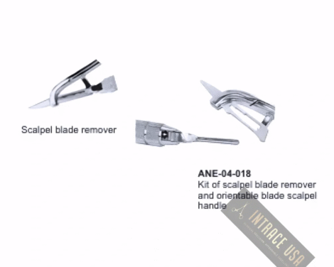 Kit of scalpel blade remover and orientable blade scalpel handle 16.5cm