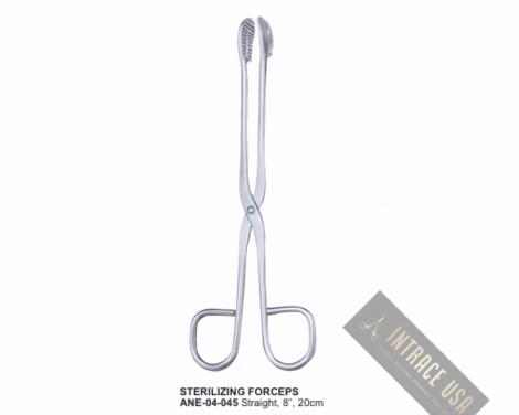 Sterilizing Forceps, Straight, 8”, 20cm