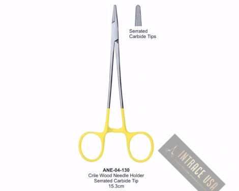 Crile Wood Needle Holder Serrated Carbide Tip 15.3cm