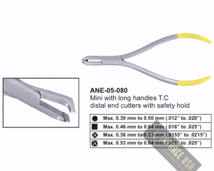 Mini with long handles T.C distal end cutters with safety hold