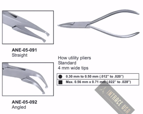 How utility pliers Standard 4 mm wide tips Angled
