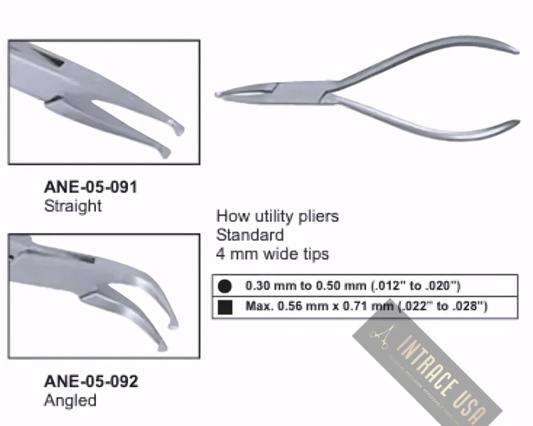 How utility pliers Standard 4 mm wide tips Angled