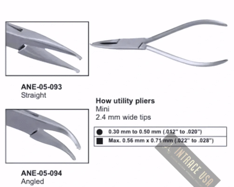How utility pliers Mini 2.4 mm wide tips Angled