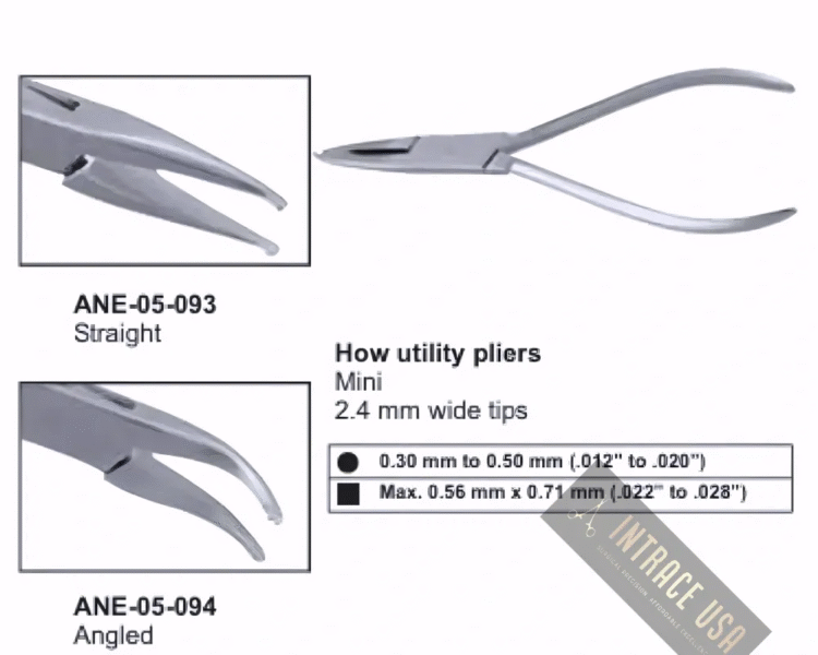 How utility pliers Mini 2.4 mm wide tips Angled