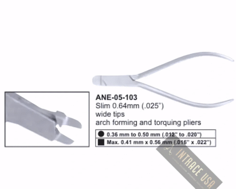arch forming and torquing pliers Slim 0.64mm (.025”) wide tips
