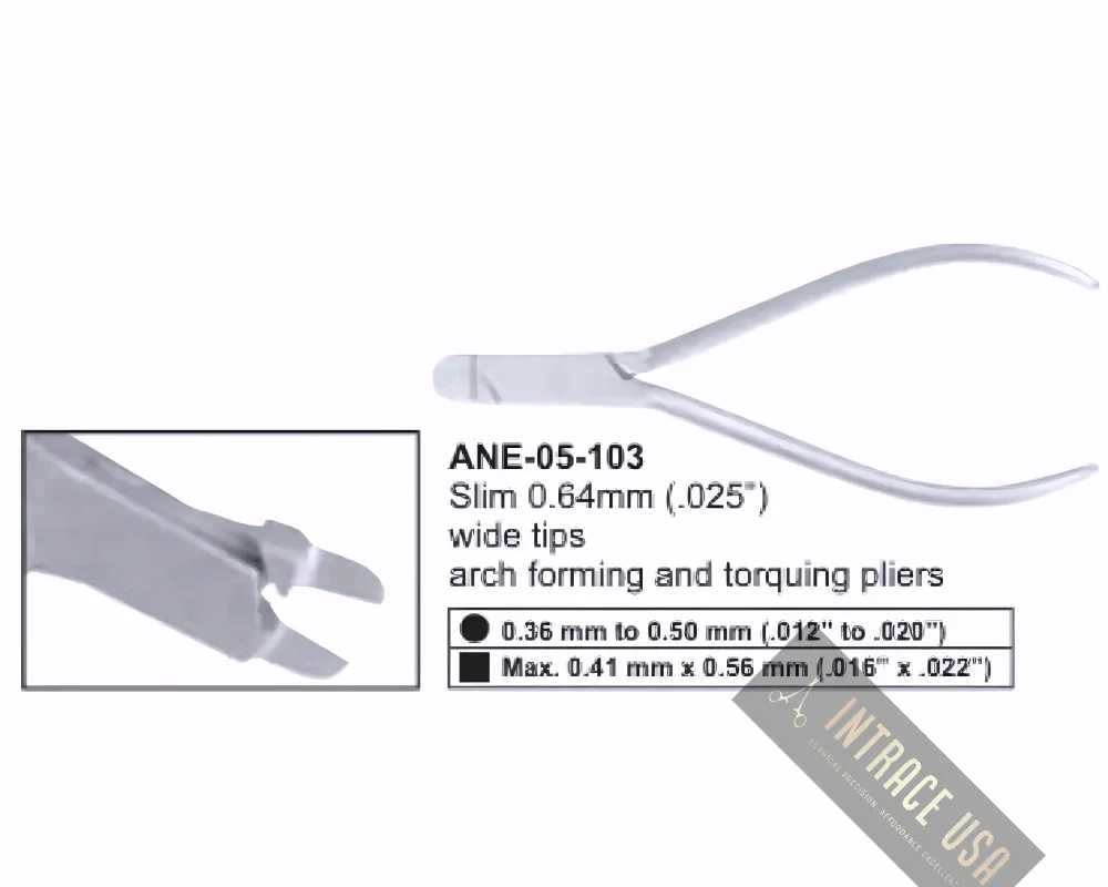 arch forming and torquing pliers Slim 0.64mm (.025”) wide tips