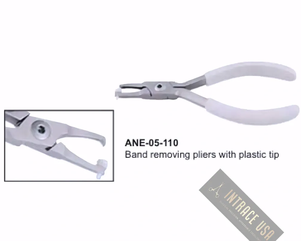 Band removing pliers with plastic tip