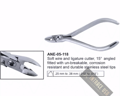 Soft wire and ligature cutter, 15° angled