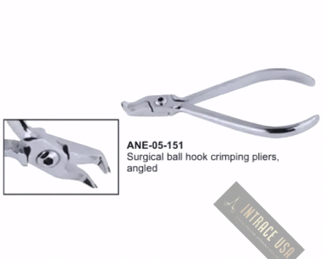 Surgical ball hook crimping pliers, angled