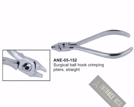 Surgical ball hook crimping pliers, straight