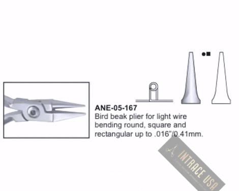 Bird beak plier for light wire bending round