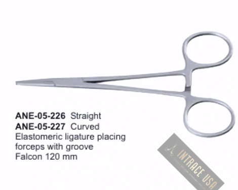 Elastomeric ligature placing forceps with groove Falcon 120 mm Curved