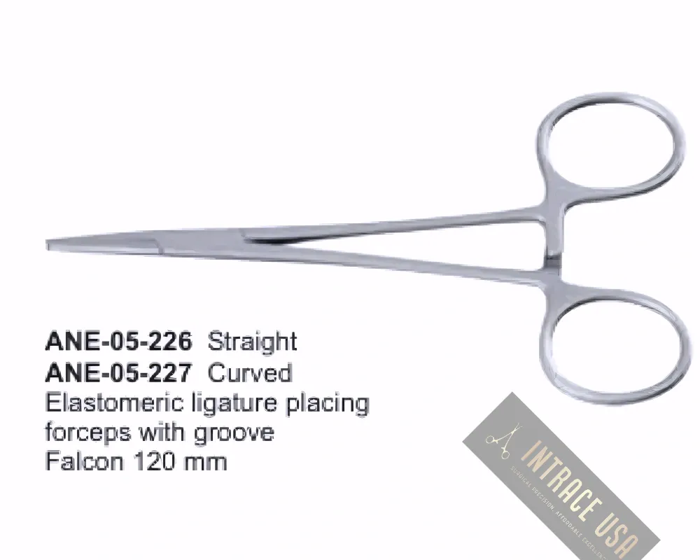 Elastomeric ligature placing forceps with groove Falcon 120 mm Straight