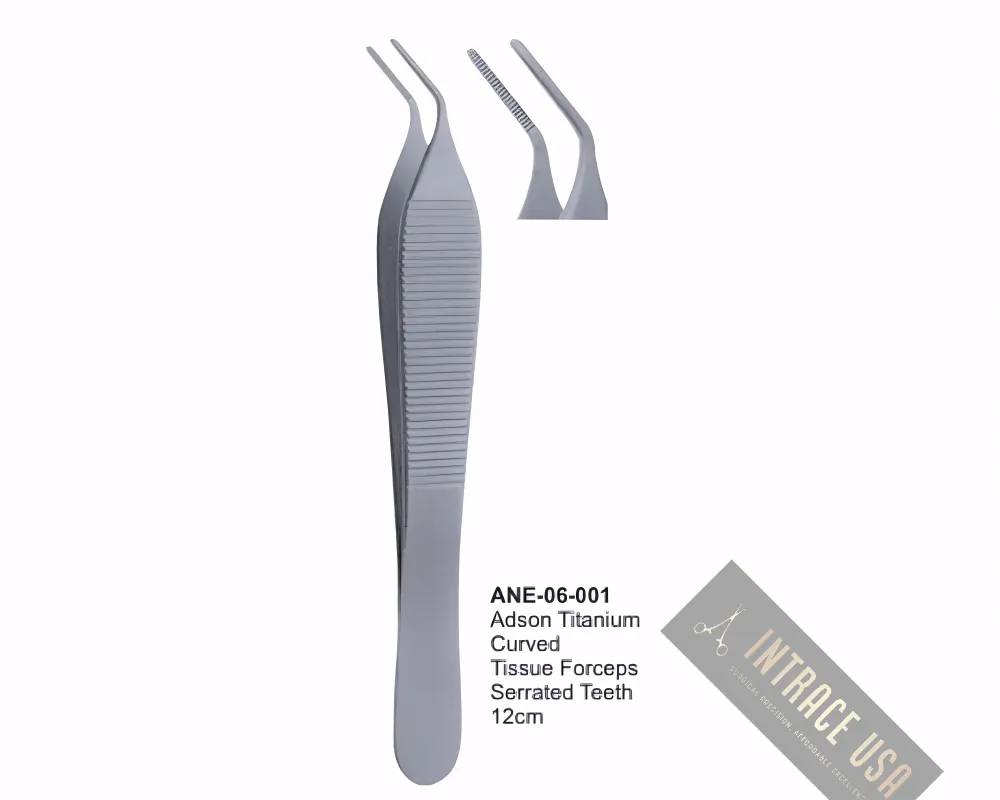 Adson Titanium Curved Tissue Forceps Serrated Teeth 12cm