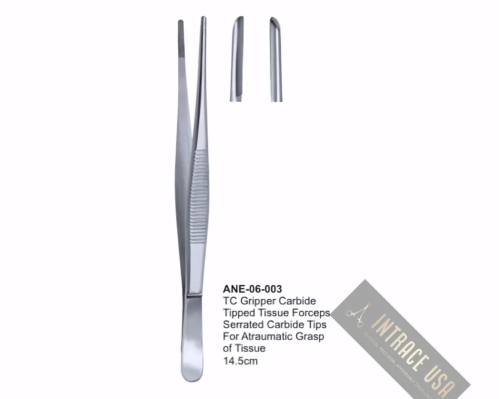 TC Gripper Carbide Tipped Tissue Forceps Serrated Carbide Tips For Atraumatic Grasp of Tissue 14.5cm