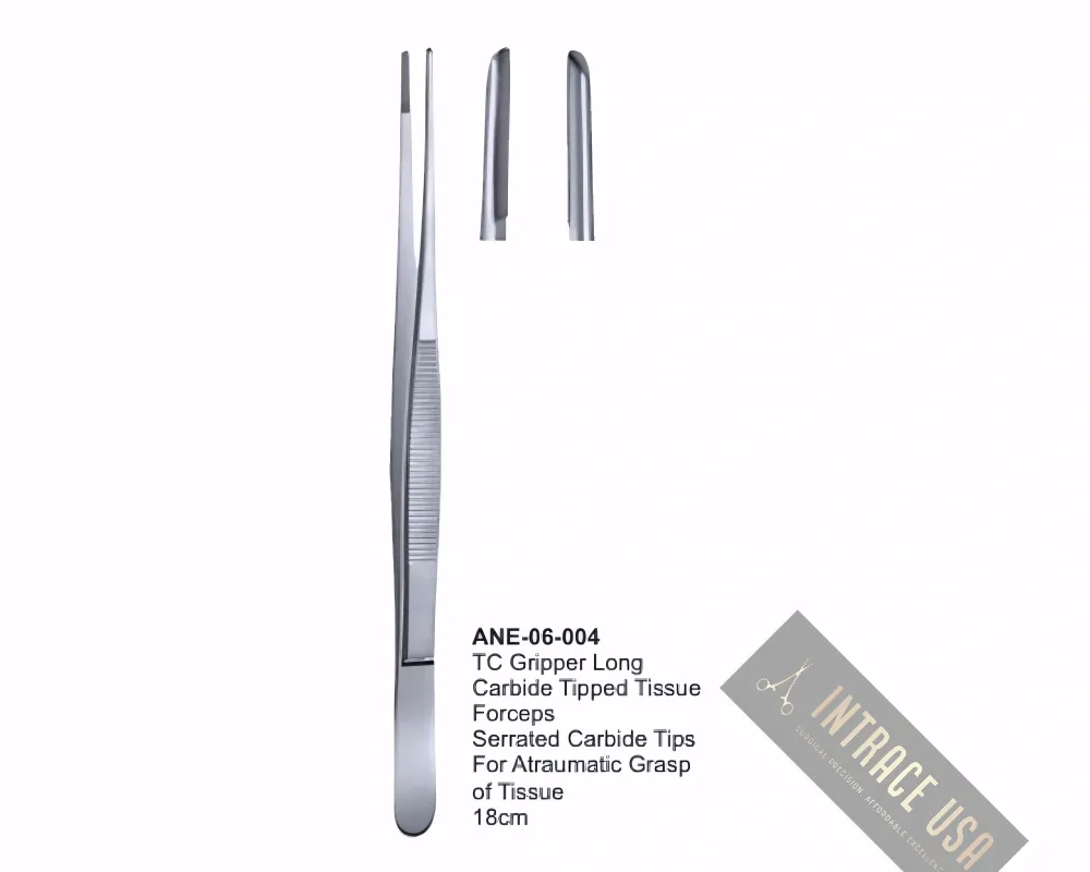 TC Gripper Long Carbide Tipped Tissue Forceps Serrated Carbide Tips For Atraumatic Grasp of Tissue 18cm
