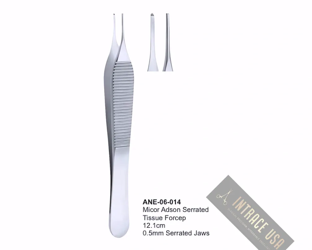 Micor Adson Serrated Tissue Forcep 12.1cm 0.5mm Serrated Jaws