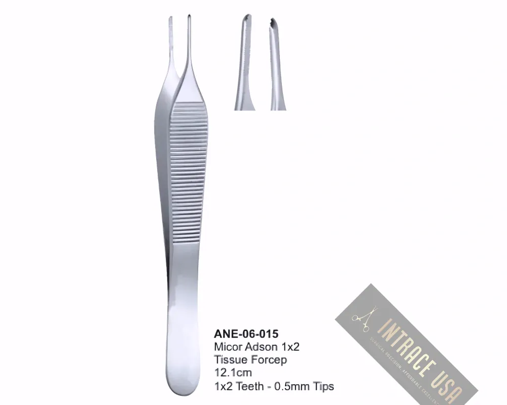 Micor Adson 1x2 Tissue Forcep 12.1cm 1x2 Teeth - 0.5mm Tips