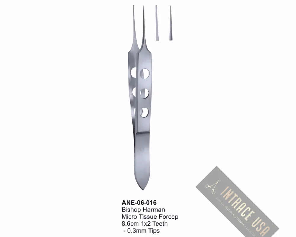 Bishop Harman Micro Tissue Forcep 8.6cm 1x2 Teeth - 0.3mm Tips