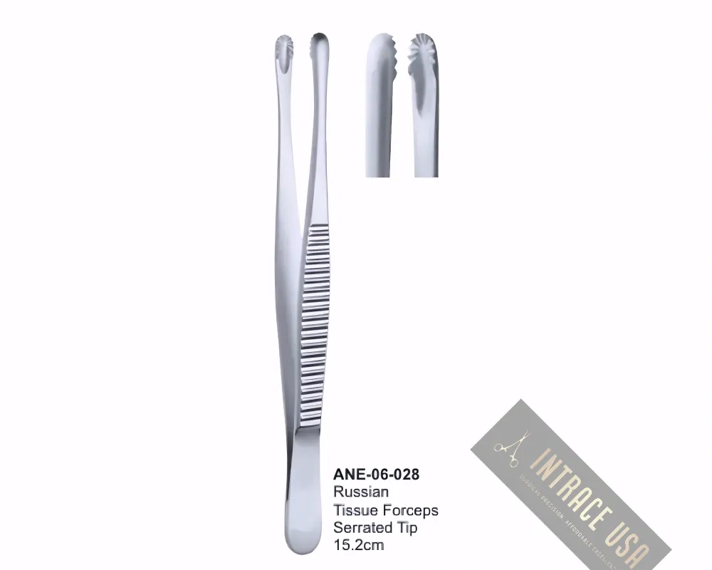Russian Tissue Forceps Serrated Tip 15.2cm
