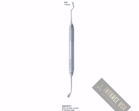 Bone Scraper, curved of stainless steel 155mm