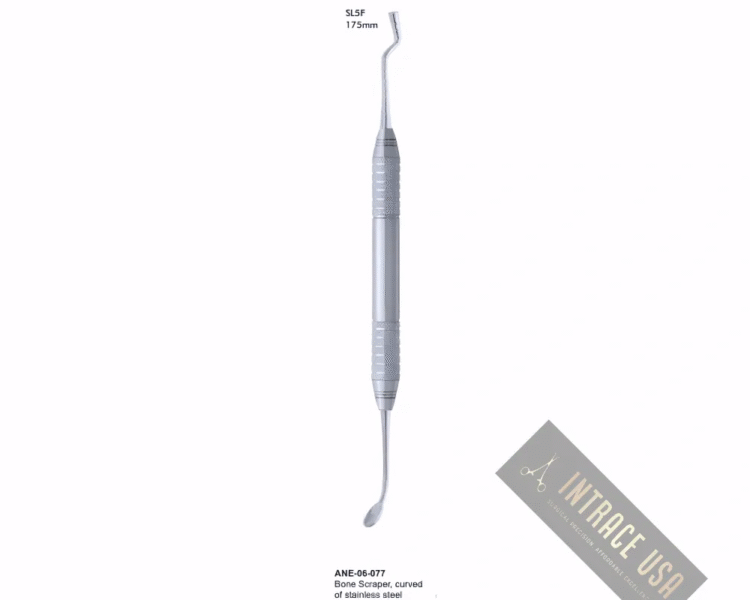 Bone Scraper, curved of stainless steel 155mm