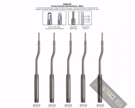 Sinus Lift Concave Tip Osteotomes - Offset Tip: 2.6 mm