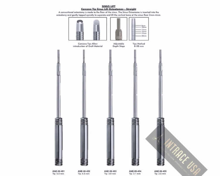 Sinus Lift Concave Tip Osteotomes - Straight Tip: 3.1 mm