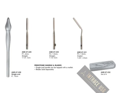 PERIOTOME HANDLE & BLADES Set of 04 Pieces