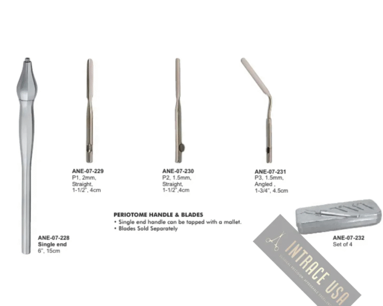 PERIOTOME HANDLE & BLADES Set of 04 Pieces