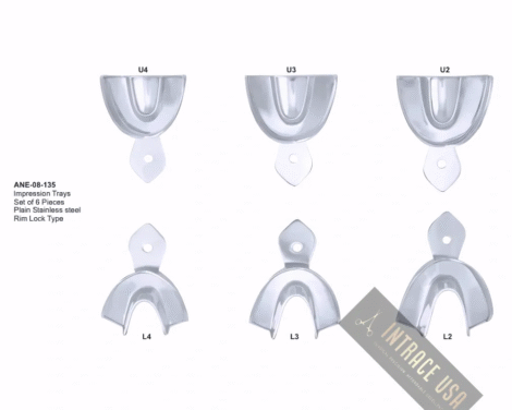 lmpression Trays Set of 6 Pieces Plain Stainless steel Rim Lock Type