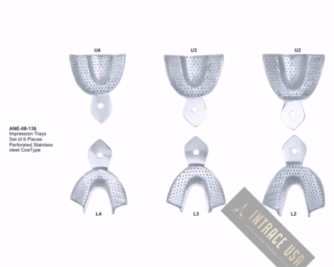 lmpression Trays Set of 6 Pieces Perforated Stainless steel CoeType
