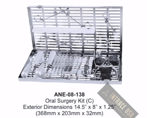 Oral Surgery Kit (C) Exterior Dimensions 14.5” x 8” x 1.25” (368mm x 203mm x 32mm)