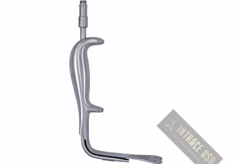 Fiber Optic Tongue Depressor - Stainless Steel Lighted ENT Surgical Tool - Intrace USA