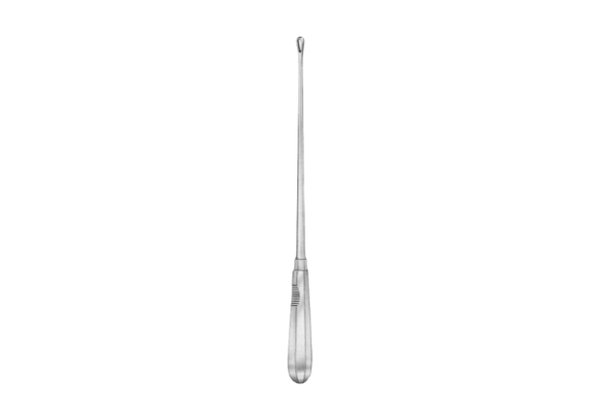 Recamier Uterine Curette, Sharp tip, 31cm stainless steel surgical instrument
