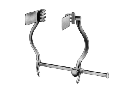 Judd-Masson bladder retractor, lateral blade pair on a cross bar, opening 11 cm